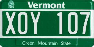 VT license plate XOY107