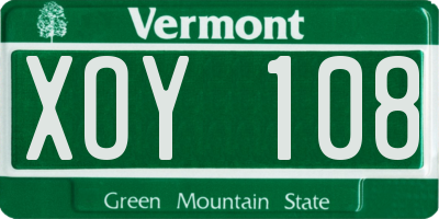 VT license plate XOY108