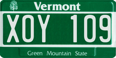 VT license plate XOY109