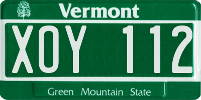 VT license plate XOY112