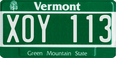VT license plate XOY113