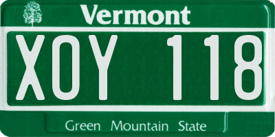 VT license plate XOY118