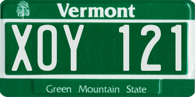 VT license plate XOY121