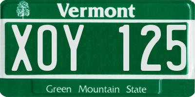 VT license plate XOY125