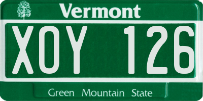 VT license plate XOY126