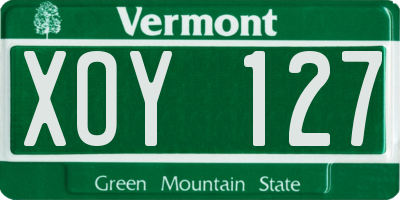 VT license plate XOY127