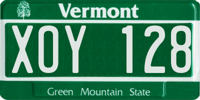 VT license plate XOY128