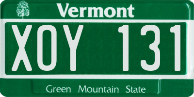 VT license plate XOY131