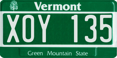 VT license plate XOY135
