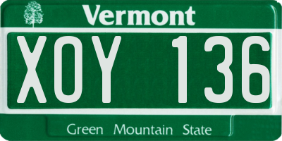 VT license plate XOY136