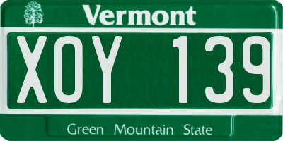 VT license plate XOY139