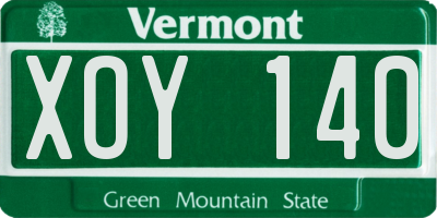VT license plate XOY140