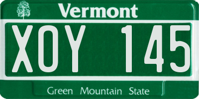 VT license plate XOY145