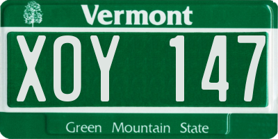 VT license plate XOY147