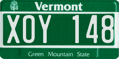 VT license plate XOY148
