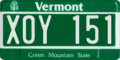 VT license plate XOY151