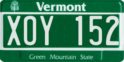VT license plate XOY152