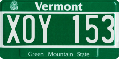 VT license plate XOY153
