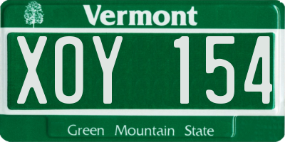 VT license plate XOY154