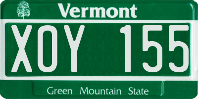 VT license plate XOY155