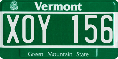 VT license plate XOY156