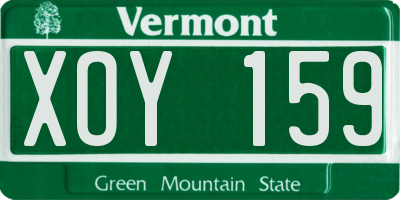VT license plate XOY159