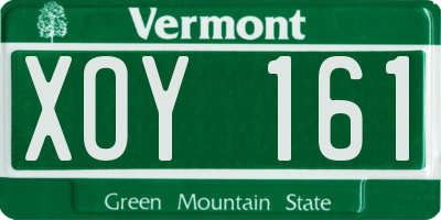 VT license plate XOY161