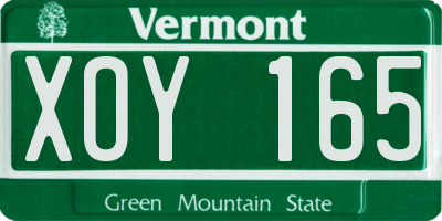 VT license plate XOY165
