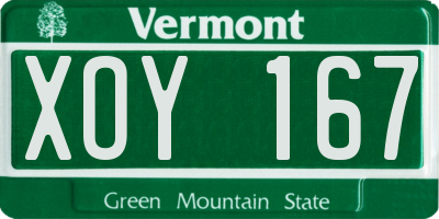VT license plate XOY167