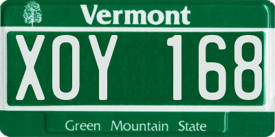 VT license plate XOY168