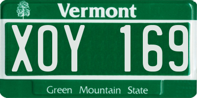 VT license plate XOY169