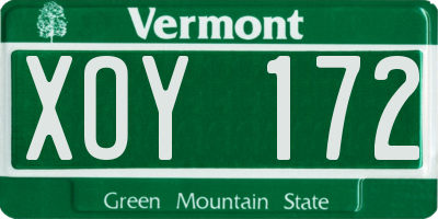 VT license plate XOY172