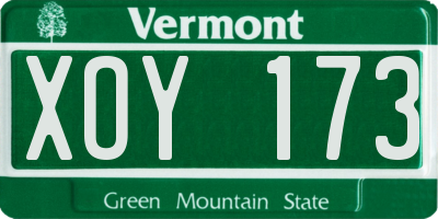 VT license plate XOY173