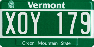 VT license plate XOY179