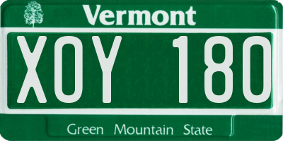 VT license plate XOY180