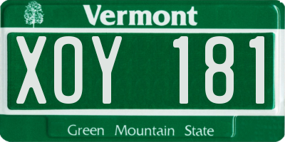 VT license plate XOY181