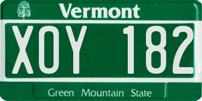 VT license plate XOY182