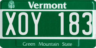 VT license plate XOY183