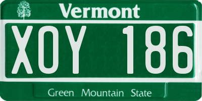 VT license plate XOY186