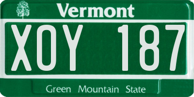VT license plate XOY187