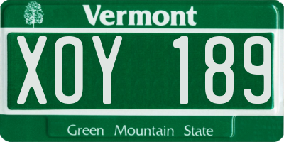 VT license plate XOY189