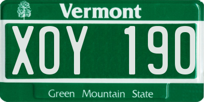 VT license plate XOY190