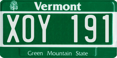 VT license plate XOY191