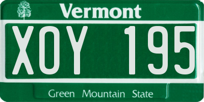 VT license plate XOY195