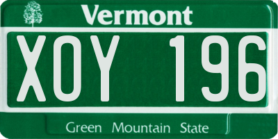 VT license plate XOY196
