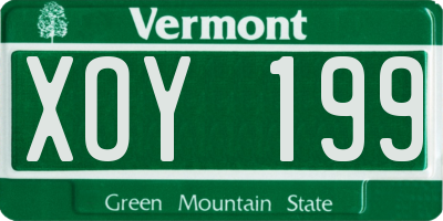VT license plate XOY199