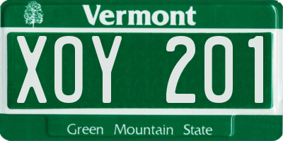 VT license plate XOY201