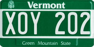 VT license plate XOY202