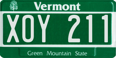 VT license plate XOY211