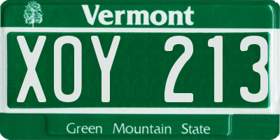 VT license plate XOY213